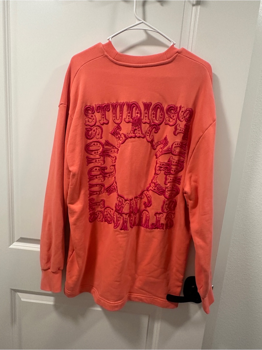 Acne Studios Fin Circle Logo Crew Sweat in Coral